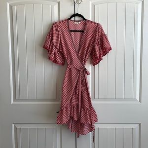 MAX STUDIO Floral Flutter Sleeve Wrap Dress